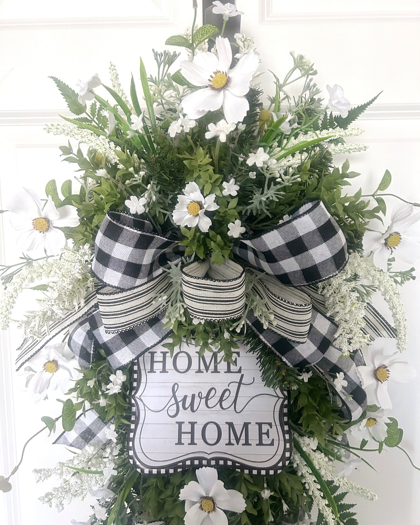 Year Round Teardrop Swag Wreath, Home Sweet Home Wreath