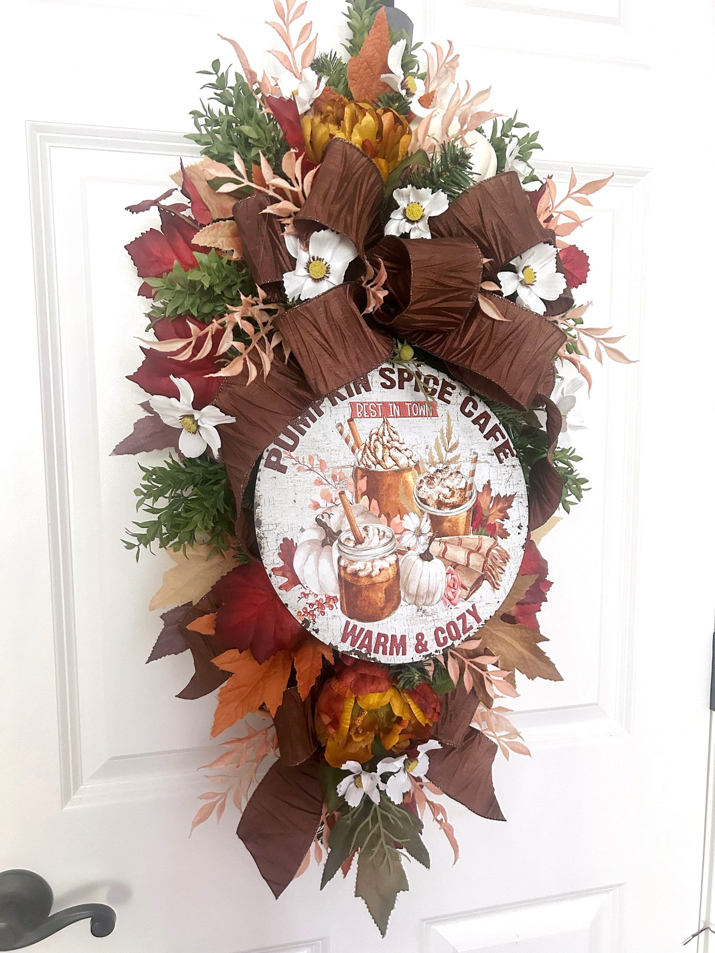 Pumpkin Spice Fall Wreath Teardrop Swag