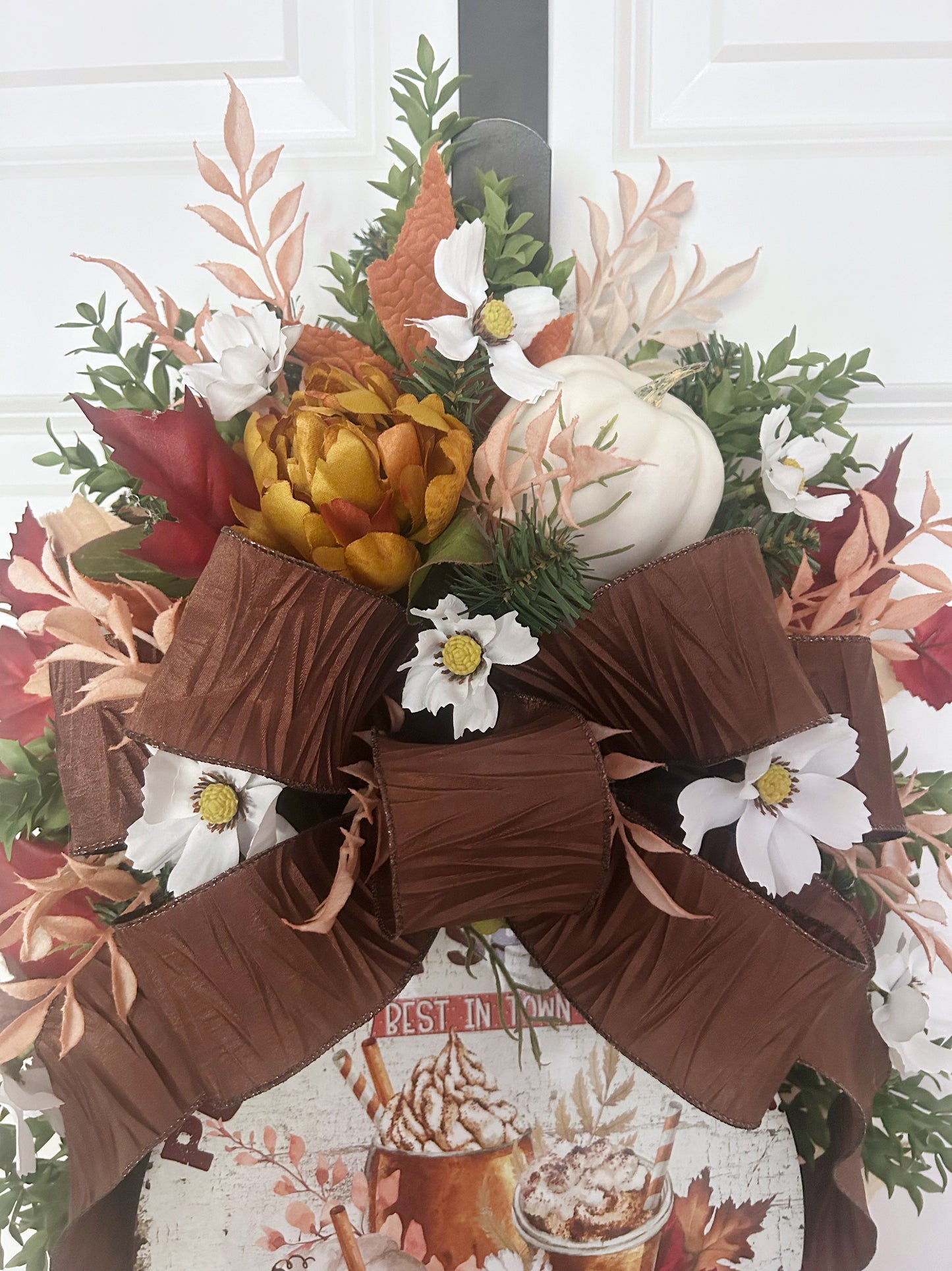 Pumpkin Spice Fall Wreath Teardrop Swag