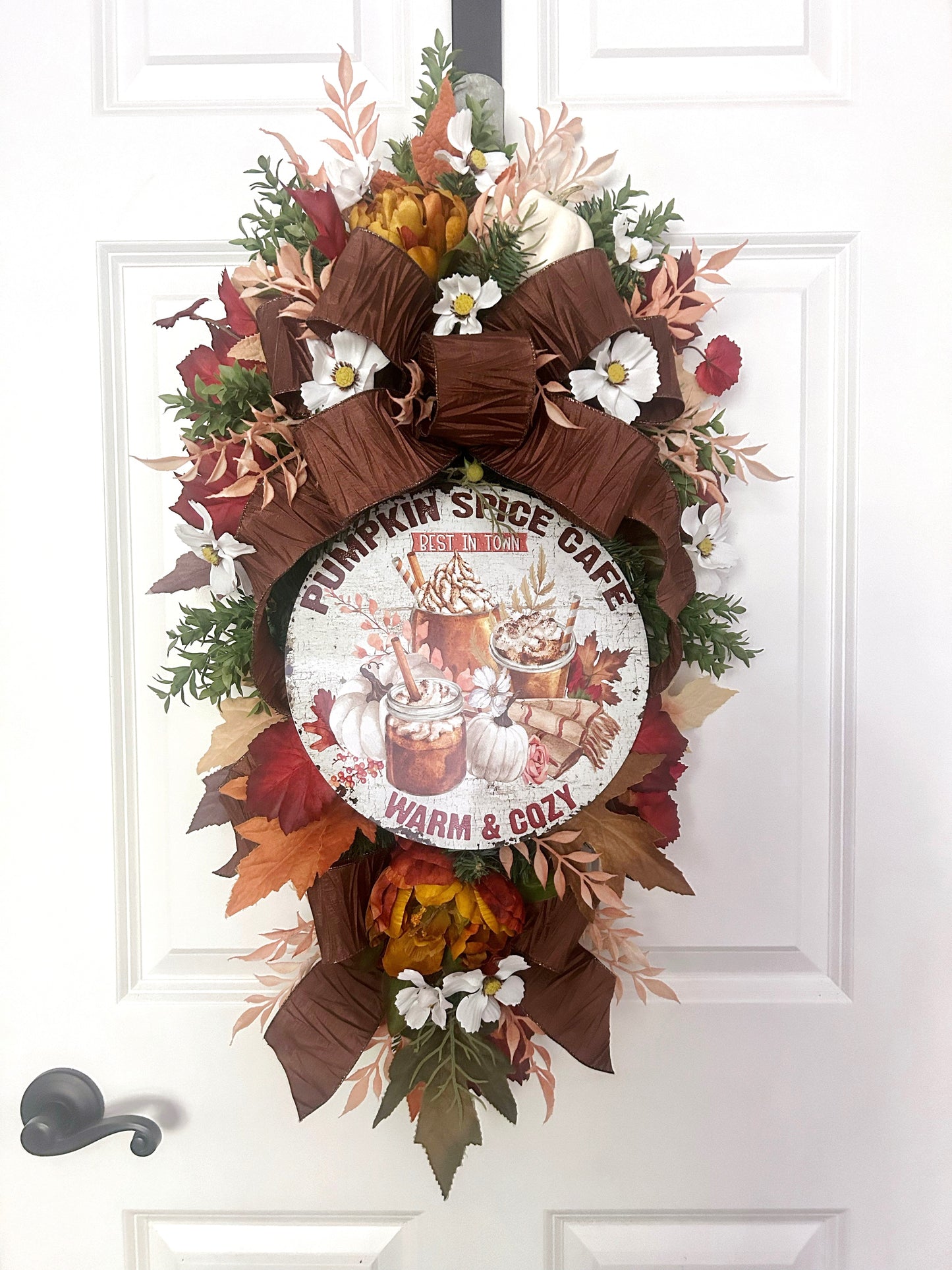 Pumpkin Spice Fall Wreath Teardrop Swag