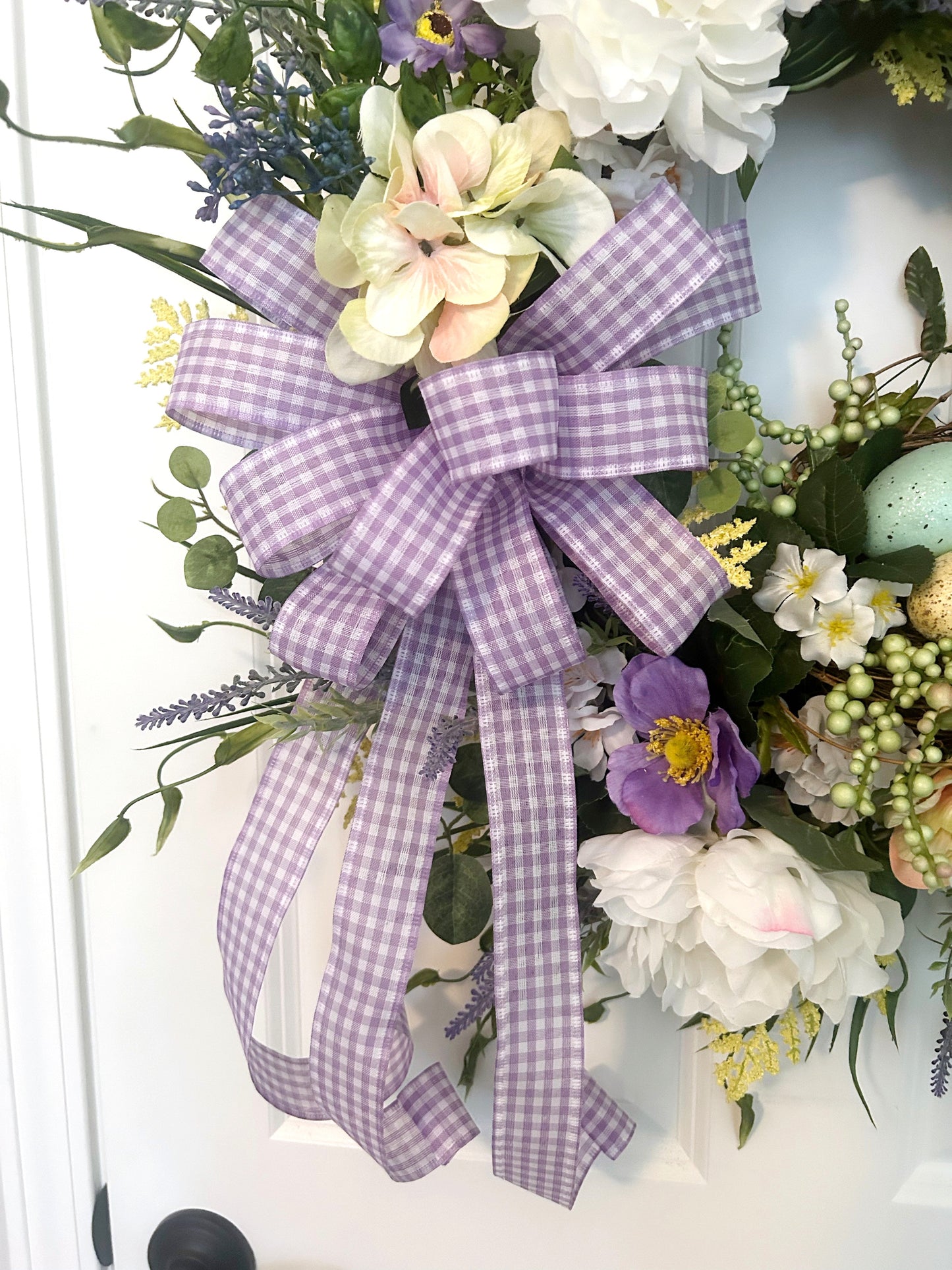 Large Easter Wreath for Front Door — Pastel Spring Flowers, Birds Nest & Oversized Peonies — Easter & Spring Decorative Outdoor Wreath for Porch, Wall, or Entryway
