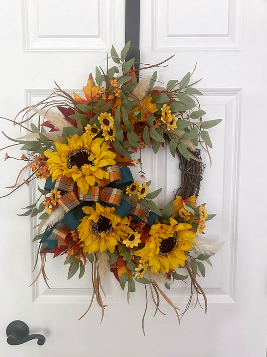 Fall Sunflower Wreath with Bow