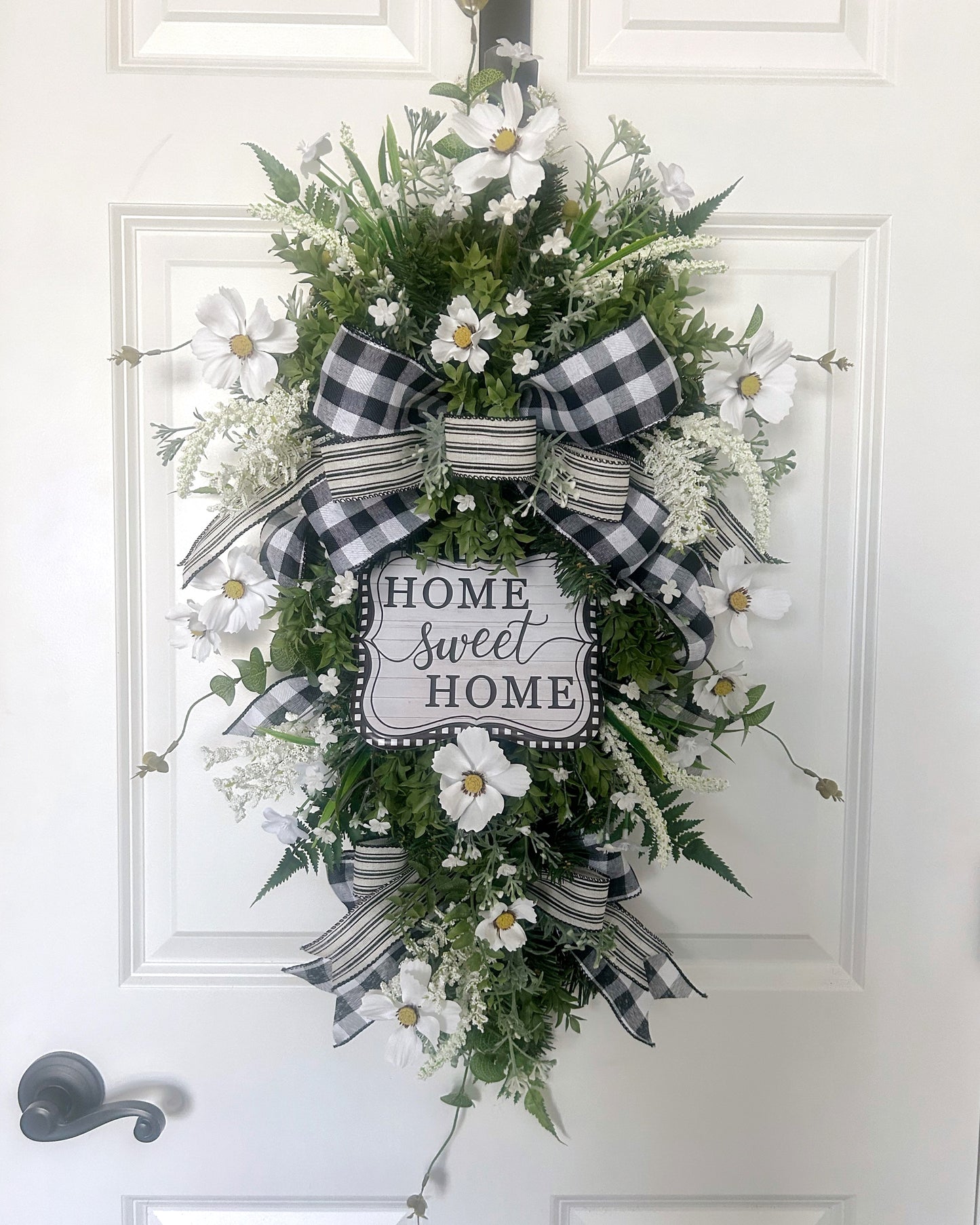 Year Round Teardrop Swag Wreath, Home Sweet Home Wreath