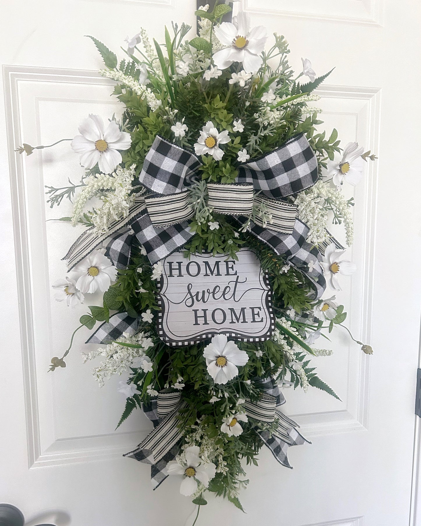 Year Round Teardrop Swag Wreath, Home Sweet Home Wreath