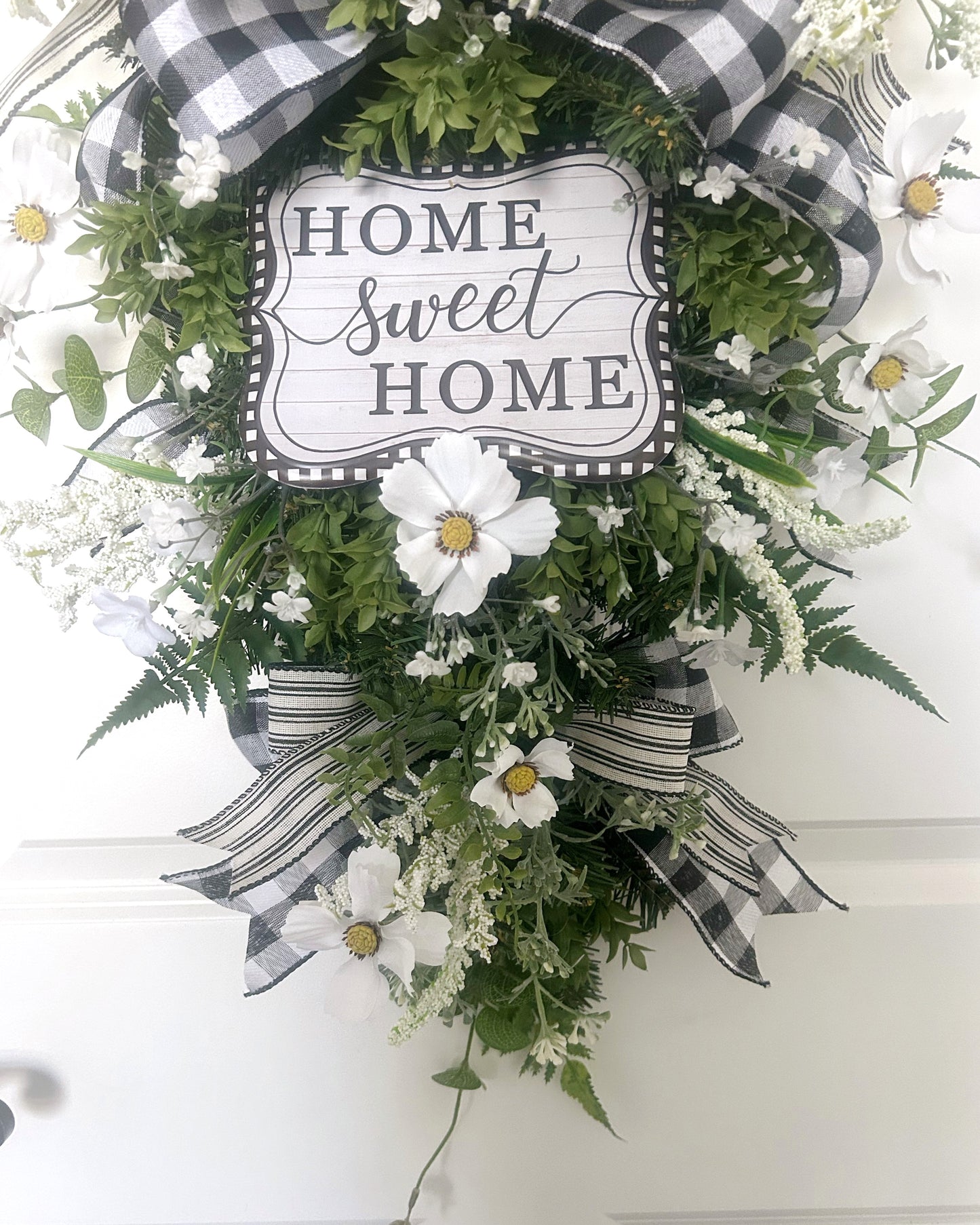 Year Round Teardrop Swag Wreath, Home Sweet Home Wreath