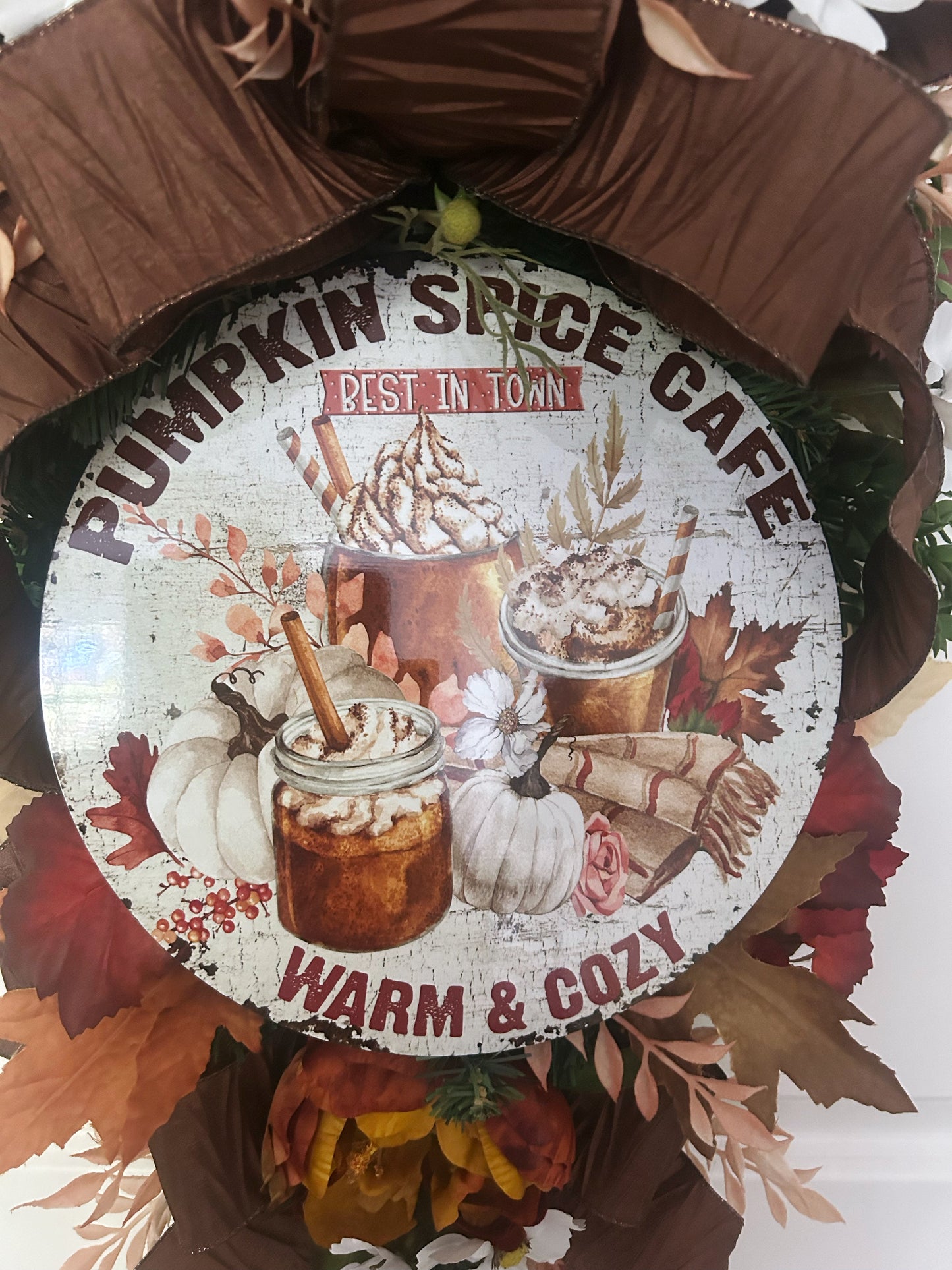 Pumpkin Spice Fall Wreath Teardrop Swag