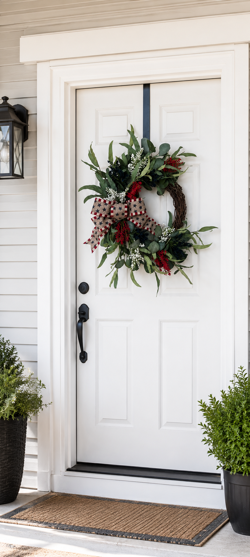 Patriotic Wreath for Front Door, Rustic Americana Decor, Red White Blue Berry Wreath, Fourth of July Wreath, Memorial Day Decor